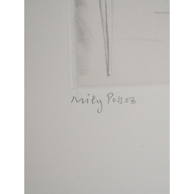 Mily possoz (1888-1968) the lesson at the window original etching signed in pencil numbered out of 60 copies (photo of the...