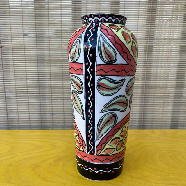 African Hand Painted Studio Pottery Vase by the Uncedo Project South Africa. Dated 2002 For Sale - Image 3 of 13