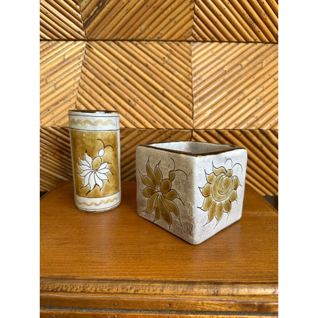 Vintage French Alain Maunier Vallauris Signed Mid-Century Ceramic Square Vase /Vessel For Sale - Image 11 of 13