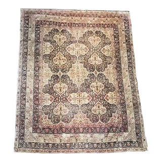 A 2nd to None 19th Century 9' X 10' Black Ground Panel Design Persian Lavar Kerman Rug For Sale