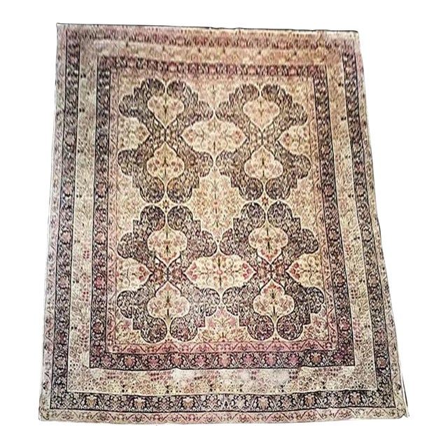 A 2nd to None 19th Century 9' X 10' Black Ground Panel Design Persian Lavar Kerman Rug For Sale