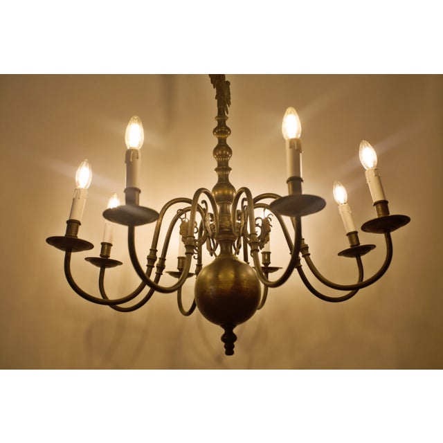 Dutch Bronze 8-Arm Chandelier with Eagle and Mascarons For Sale - Image 3 of 8