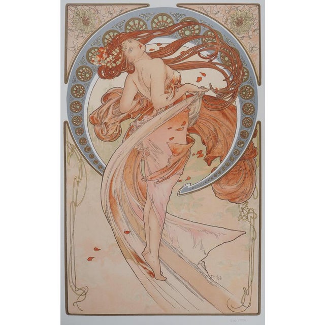 Alphonse Mucha (1860-1939) (after) The Arts: Dance 16-color lithograph after the original 1898 lithograph Signed in the...