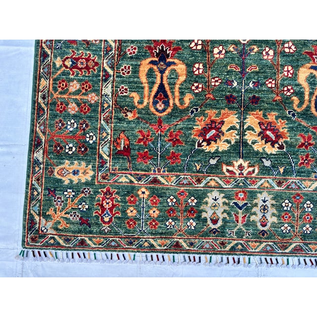Green Persian Oushak Hand-Knotted Wool Rug - 4'11" X 6'10" For Sale - Image 6 of 10