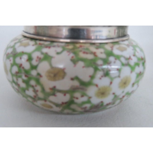 Cloisonne Enamel Sterling Lidded 3pc Vanity Set Empty Perfume Bottles Jar 5113b For Sale - Image 10 of 18