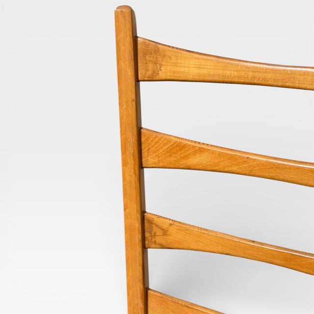 Set of Six Mid-Century Modern Ladderback Dining Chairs With New Upholstery For Sale - Image 17 of 18