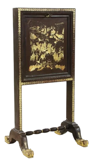 Antique Chinese Napoleon III Lacquer and Gilt Writing Desk, Set of 2