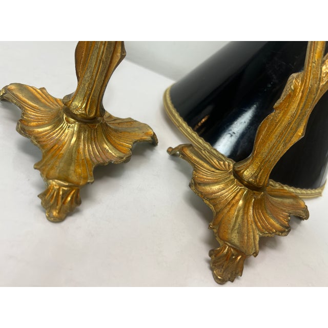 Art Nouveau Style Brass Foliage Table Lamps France 1950s, Set of 2 For Sale - Image 17 of 18