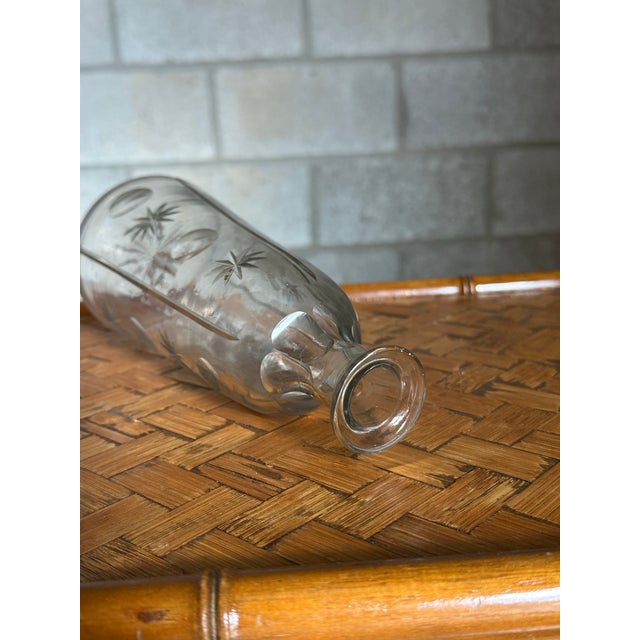 Transparent 1950s Sweden Hand-Blown Glass Decanter or Vase With Etched Star and Circle Motifs For Sale - Image 8 of 9
