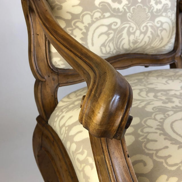 18th Century Italian Louis XV Walnut Armchairs - a Pair For Sale - Image 4 of 13