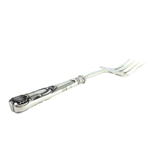 Silver Silver Fish Serving Fork with Engravings and Reliefs For Sale - Image 8 of 8