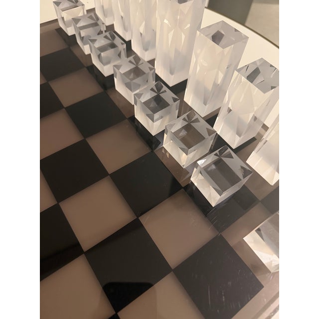 Mid-Century Modern Jonathan Adler Sculptural Lucite Chess Set – Frosted & Smoke Acrylic For Sale - Image 3 of 6