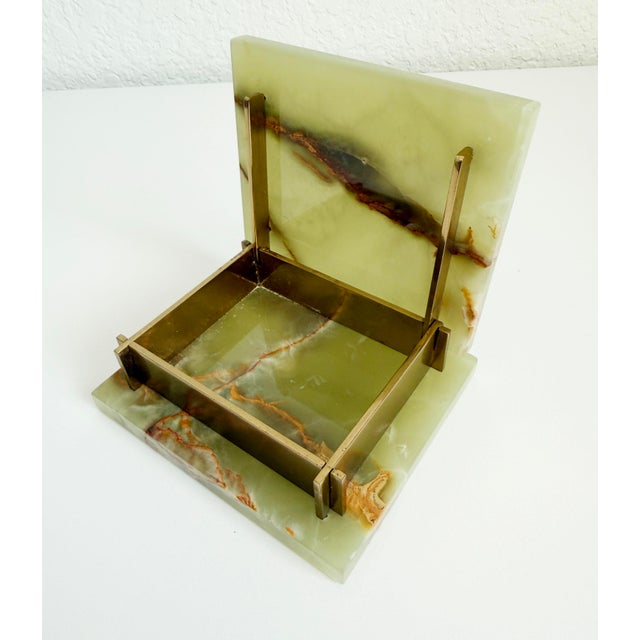 Light Green Art Deco Green Onyx & Bronze Smoking Box For Sale - Image 8 of 11