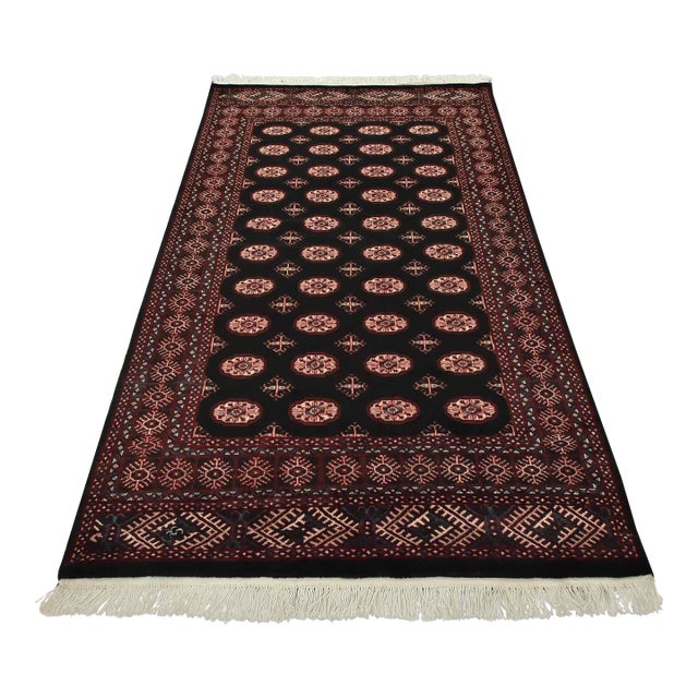 Bokhara Rug 5'4'' X 8'7'' Blue Wool Tribal Hand-Knotted Oriental Carpet For Sale