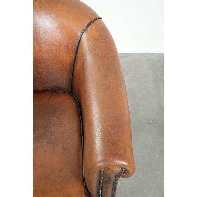 Brown Club Chair in Sheepskin Leather For Sale - Image 8 of 13