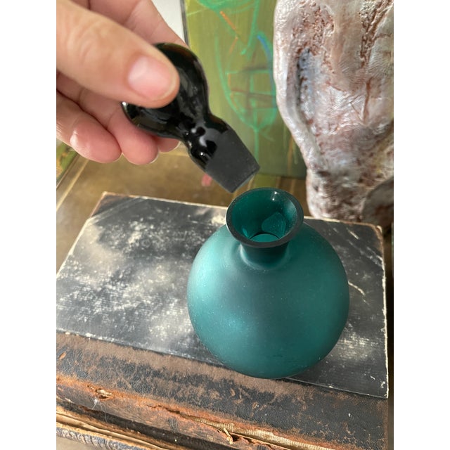 Gorgeous decanter, made in Portugal, and presented in a rich, jewel tone, teal green, with a black stopper, this hand made...