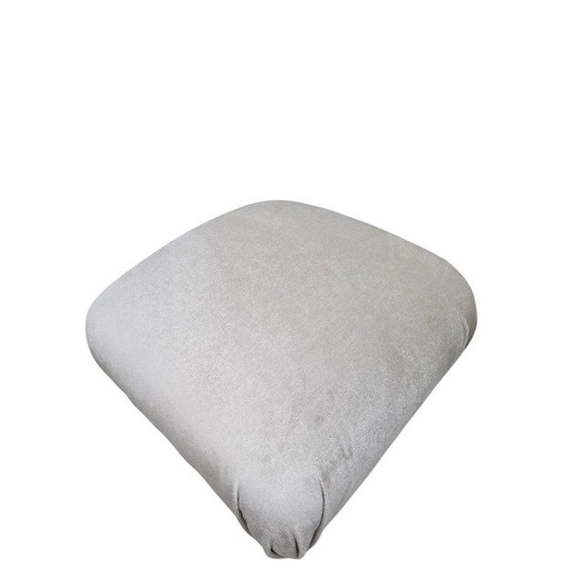 Cream MCM Attributed to Karl Springer Brass Base Pouf Ottoman Newly Reupholstered For Sale - Image 8 of 10