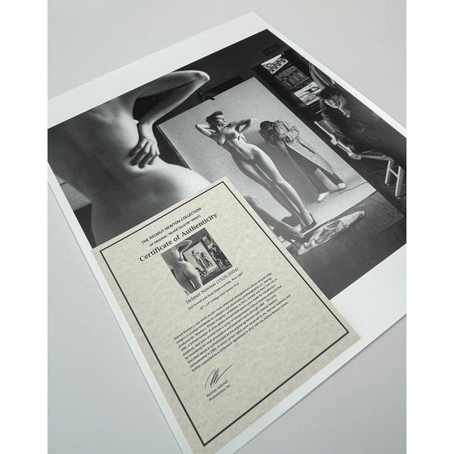 'Self Portrait With Nude Model and Wife, Paris 1981" Vintage Silver Gelatin Print by Helmut Newton For Sale - Image 9 of 9