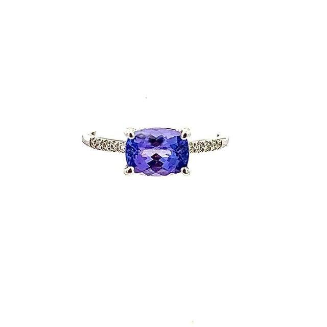Natural Tanzanite Diamond Ring Size 6.5 14k W Gold 1.79 TCW Certified, Size 7 For Sale - Image 11 of 12