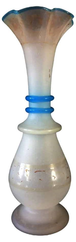 19th Century Soliflor Vase in White and Blue Opaline