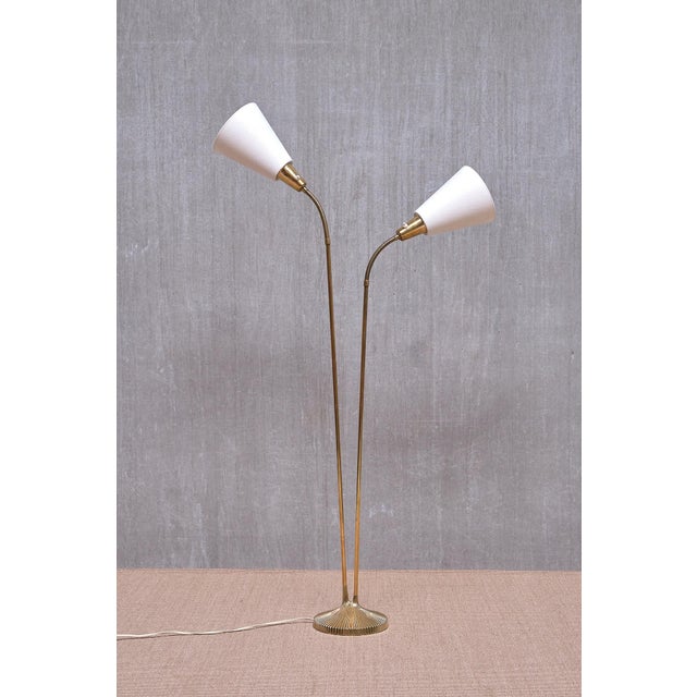 ASEA Model E1771 Fluted Floor Lamp in Brass by Sonja Katzin for ASEA, Sweden, 1950s For Sale - Image 4 of 13