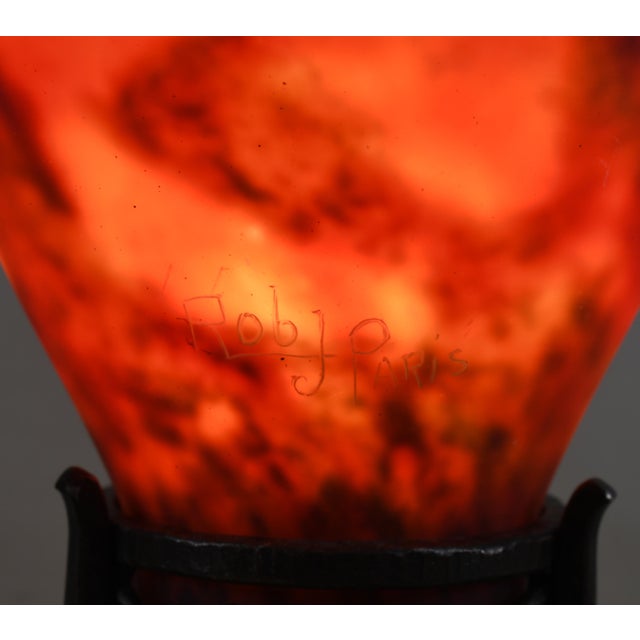 Burnt Orange French Art Deco Incense Burner Night Lamp by Robj Daum - 1925 France For Sale - Image 8 of 11