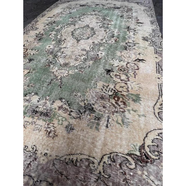 Mid-Century Modern Vintage Green and Beige Yuruk Rug, 1960s For Sale - Image 3 of 11