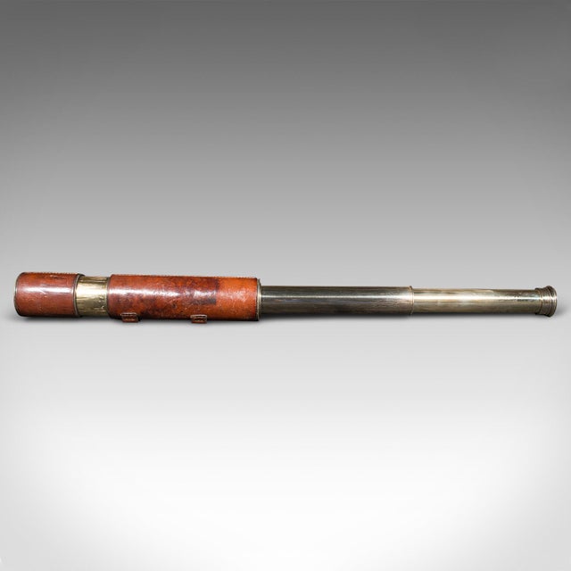 Late 19th Century Antique 3 Draw Telescope, English Brass, Leather, Newton & Co, Victorian, C.1870 For Sale - Image 5 of 11
