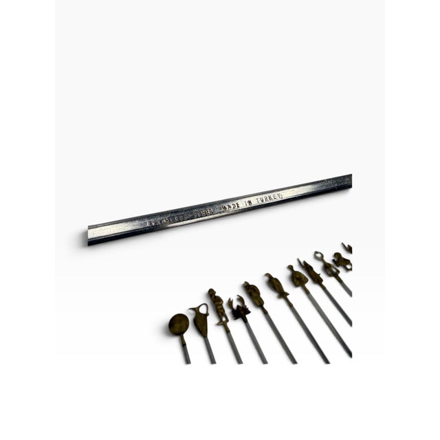 Metal Mid 20th Century Turkish Brass & Stainless Steel Shish Kebab Skewers - Set of 16 For Sale - Image 7 of 7