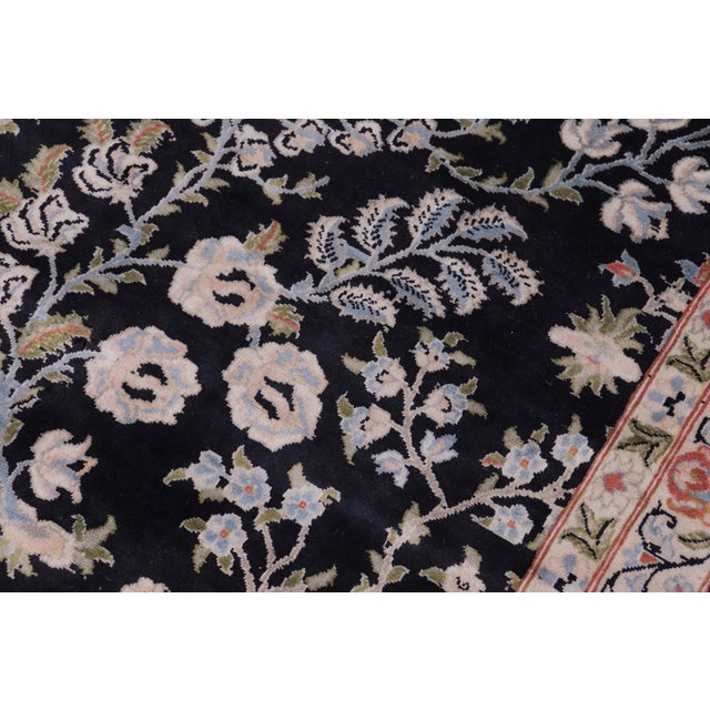 Shabby Chic Floral 1990's Pak-Persian Black/Rust Wool Rug - 12'1'' X 15'2'' For Sale In New York - Image 6 of 9