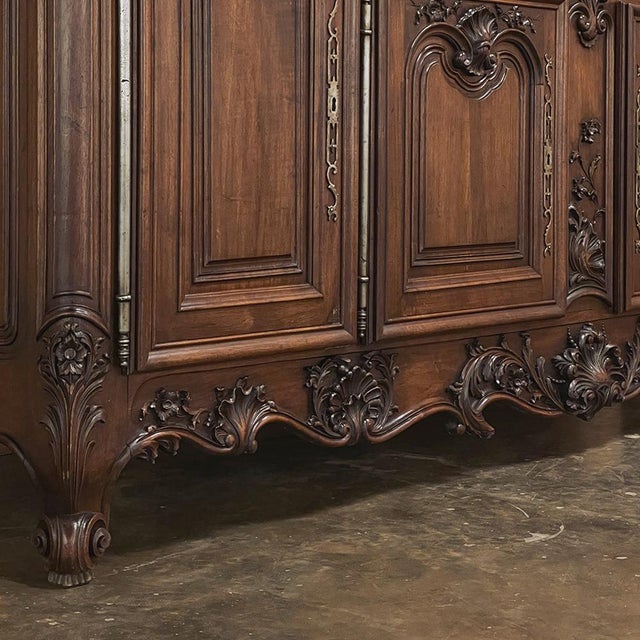 Grand Antique French Walnut Louis XIV Marble Top Buffet ~ Sideboard For Sale - Image 15 of 18