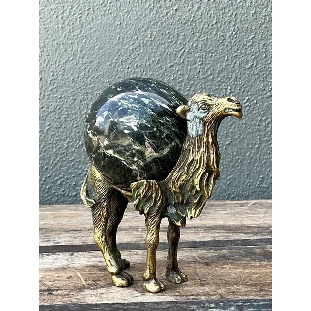 Vintage Brass Camel With Stone Sphere For Sale In West Palm - Image 6 of 12