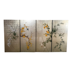 Vintage Chinoiserie Eglomise Style Wall Panels - Set of 4