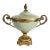 Footed Bowl or Urn Celadon Green & Brass Candy Dish For Sale
