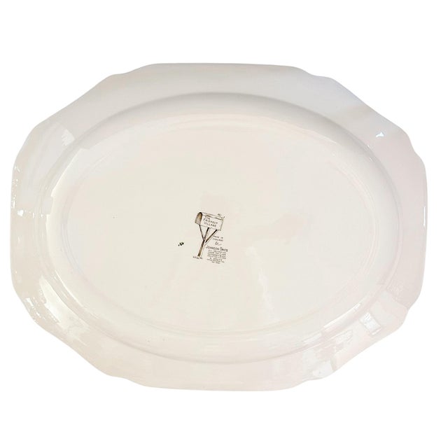 Brown 1990s Large English Transferware Ironstone Thanksgiving Platter, Friendly Village by Johnson Brothers For Sale - Image 8 of 10