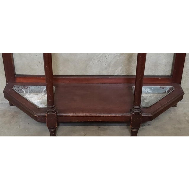 Late 20th Century Antique Victorian Mahogany Hall Tree With Mirror, Drawer & Brass Hooks For Sale - Image 5 of 6