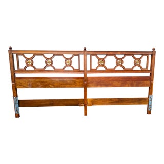 Mid 20th Century Kindel Neoclassical Style Walnut King-Size Headboard For Sale