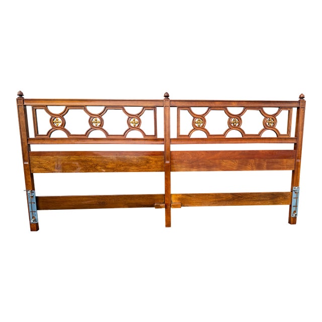 Mid 20th Century Kindel Neoclassical Style Walnut King-Size Headboard For Sale