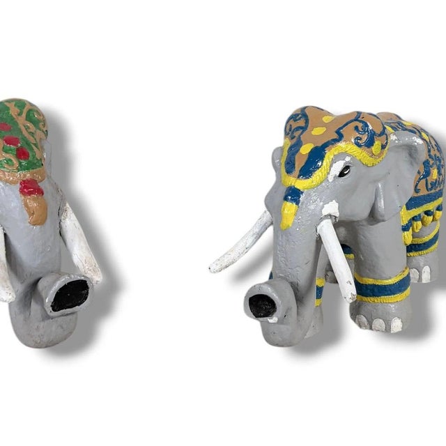 Ceramic Vintage Elephant Sculptures with Intricate Details, Set of 2 For Sale - Image 7 of 10
