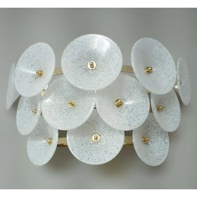 Vistosi Murano 1970s White Trumpets Sconces For Sale - Image 4 of 9