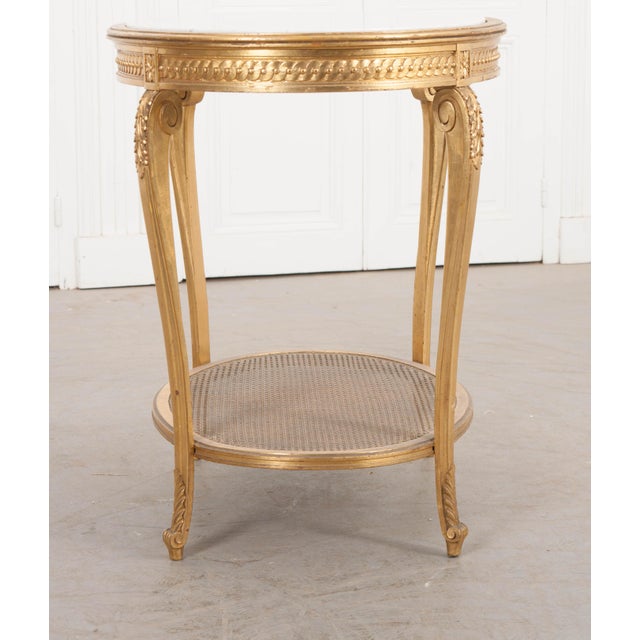 Gold French 19th Louis XVI Style Oval Giltwood Occasional Table For Sale - Image 8 of 13