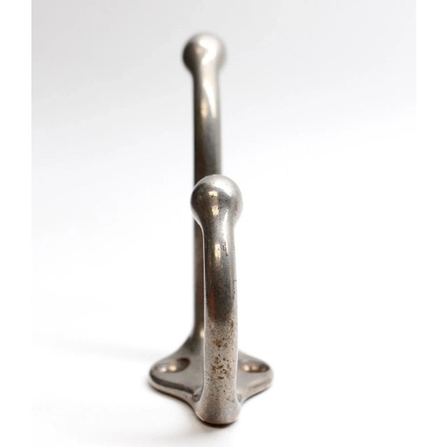 Traditional Mid 20th Century Waldorf Astoria Nickel Over Steel Double Hook For Sale - Image 3 of 4
