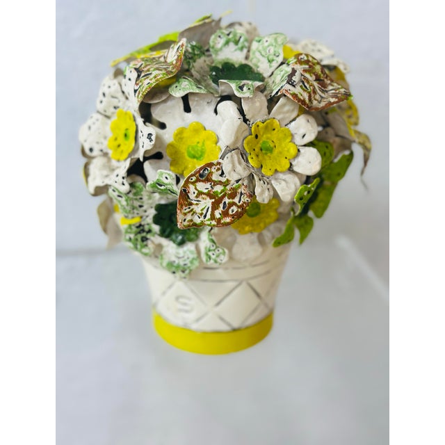 Metal Vintage Metal Tole Flower Arrangement For Sale - Image 7 of 8
