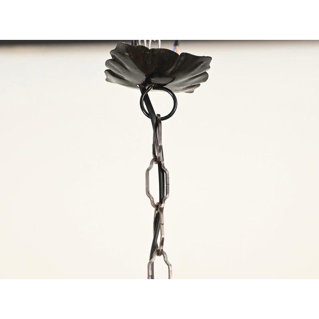 Large Mouth-Blown Murano Amber Glass and Iron Lantern Pendant Light from Seguso, Italy, 1940 For Sale - Image 15 of 18