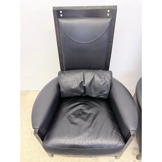 Umberto Asnago Black Leather Peggy Lounge Chairs for Georgetti, 1990s - A Pair For Sale - Image 12 of 18