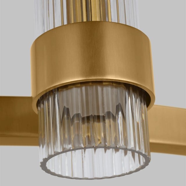 Mid-Century Modern Chapman & Myers by Visual Comfort Studio Geneva 10-Light Large Chandelier in Burnished Brass For Sale - Image 3 of 5