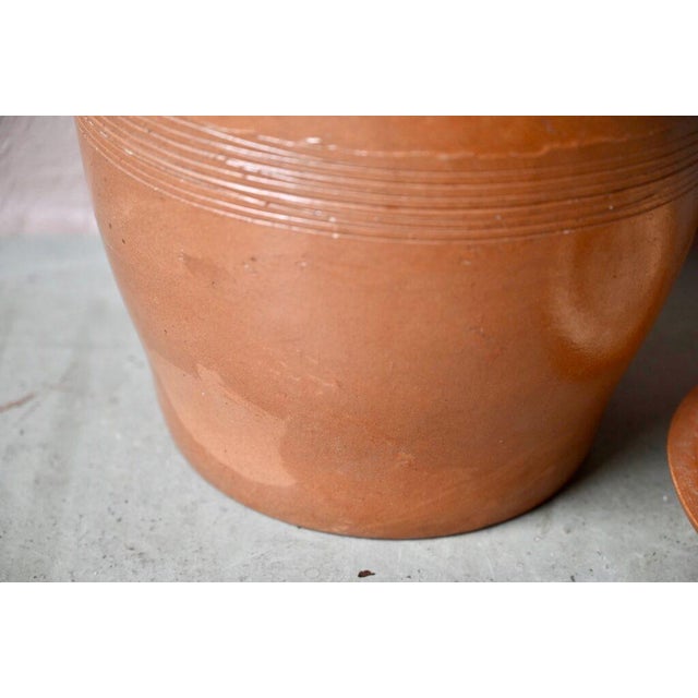 Rustic Covered Stoneware Farm Pot For Sale - Image 3 of 11
