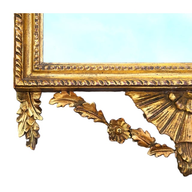 Antique Italian Carved Wood Parcel Gilt Neoclassical Urn Wall Mirror For Sale - Image 10 of 10