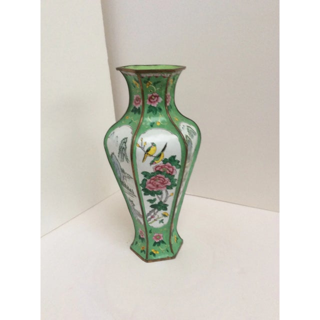 Decorative Chinese Canton Enamel Vase For Sale In San Antonio - Image 6 of 8