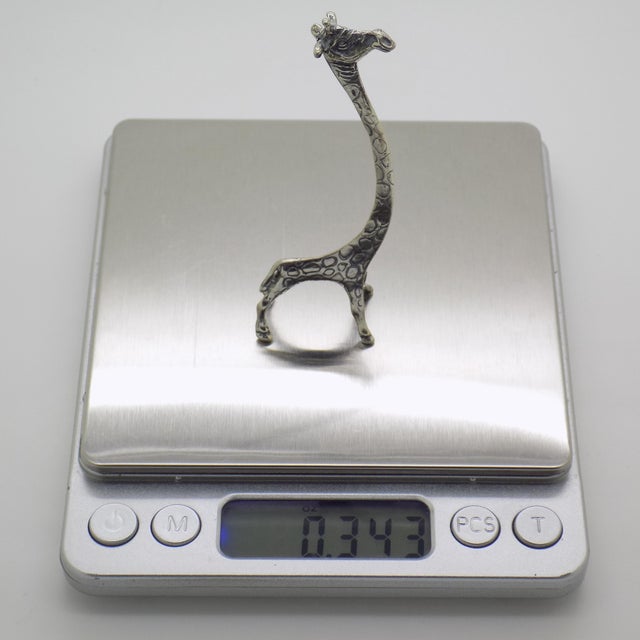 Metal Vintage Italian Handmade Genuine Silver Stylized Giraffe Figurine Miniature For Sale - Image 7 of 8